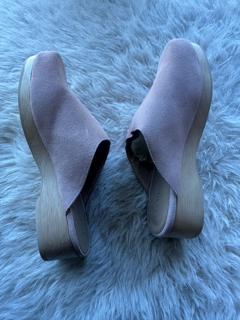 VILLA ROUGE Valencia Clogs Pale Pink Suede Slip-On leather Mules slippers 8.5
